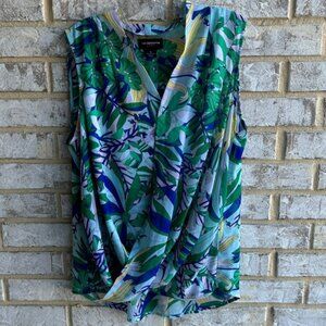 Liz Claiborne Career Sleeveless Multicolor V-Neck Blouse Women's Size XL.